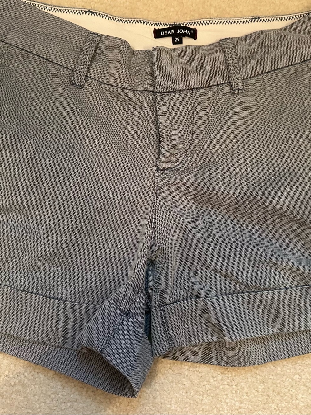 Dear John Blue-Gray Tailored Women's Shorts size 29 zip up pockets